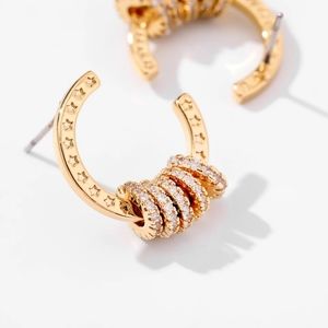 18k Gold Plated Half Circle Studs/ Zirconia Studs